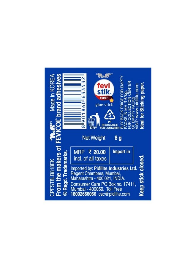 Pidilite Pidilite Multi-Purpose Fevistik Nontoxic Glue Stick for Decorations & Craft Projects (8g)  - Image 2