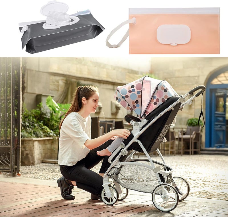 WedFeir 4pcs Baby Wipe Dispenser for Travel Portable Refillable Baby Wipes Container for Diaper Wipe Dispenser Reusable Travel Wet Wipe Pouch for Outdoor Camping Hiking - Image 5