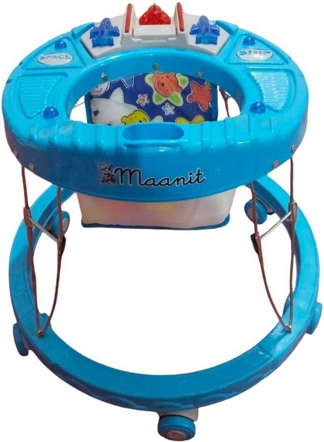 Maanit Musical Baby Walker for 6-24 Months - 2 in1 Walker for Kids, 6-Wheel Adjustable Foldable Infant Walker with Cushioned Seat, 360° Rotating Wheels - Lightweight Safe Learning Walker for Toddlers (Blue) - Image 2