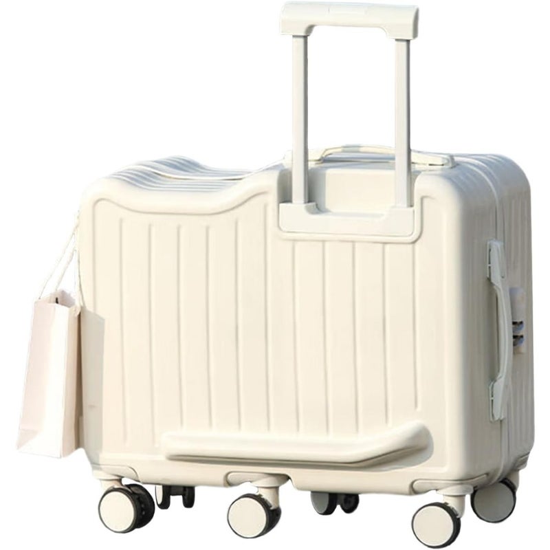 Luggage Ride-On Suitcase 20-Inch Trolley Case ABS Material White 47x25x44cm Fun and Functional Ride-On Travel Bag for Home, Travel, Airport - Image 1