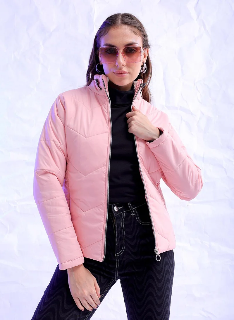 مرفوعة Women Slim Fit Solid Puffer Jacket