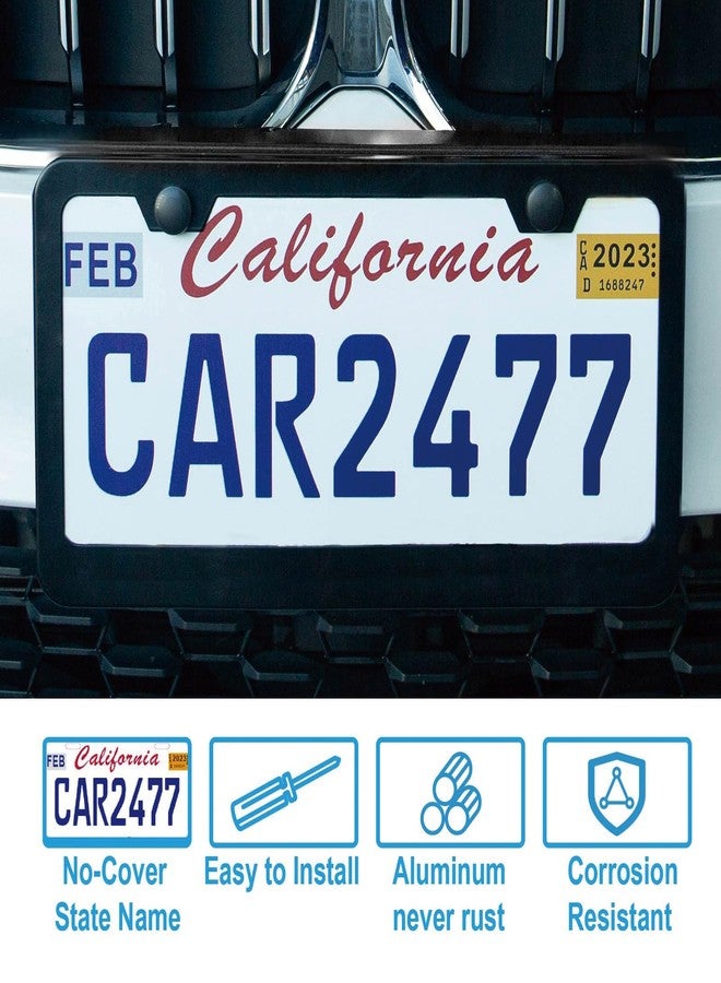 lengnoyp 2PCS Premium Matte Black License Plate Frames, Solid Rust-Proof Aluminum Holder with 2 Holes, Universal Car Frame for Women and Man, Including Screws, by Lengnoyp. - Image 3