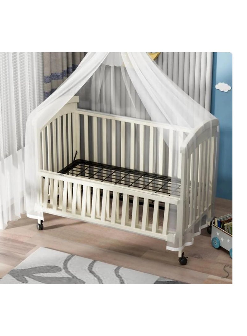 BABYCARA Wooden Babies Bed with Elegant Design With Iron Base 3 Heights and Mosquito Net High Quality Wood For 0-4 Years 120x60cm  - Image 1