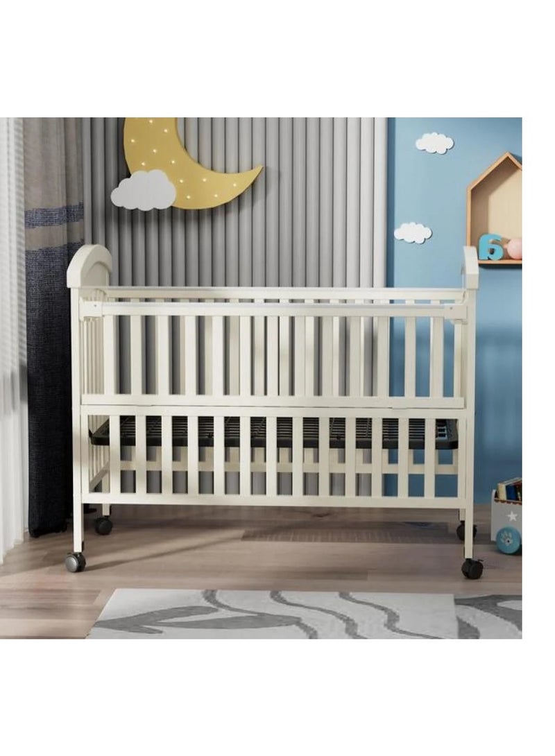 BABYCARA Wooden Babies Bed with Elegant Design With Iron Base 3 Heights and Mosquito Net High Quality Wood For 0-4 Years 120x60cm  - Image 4