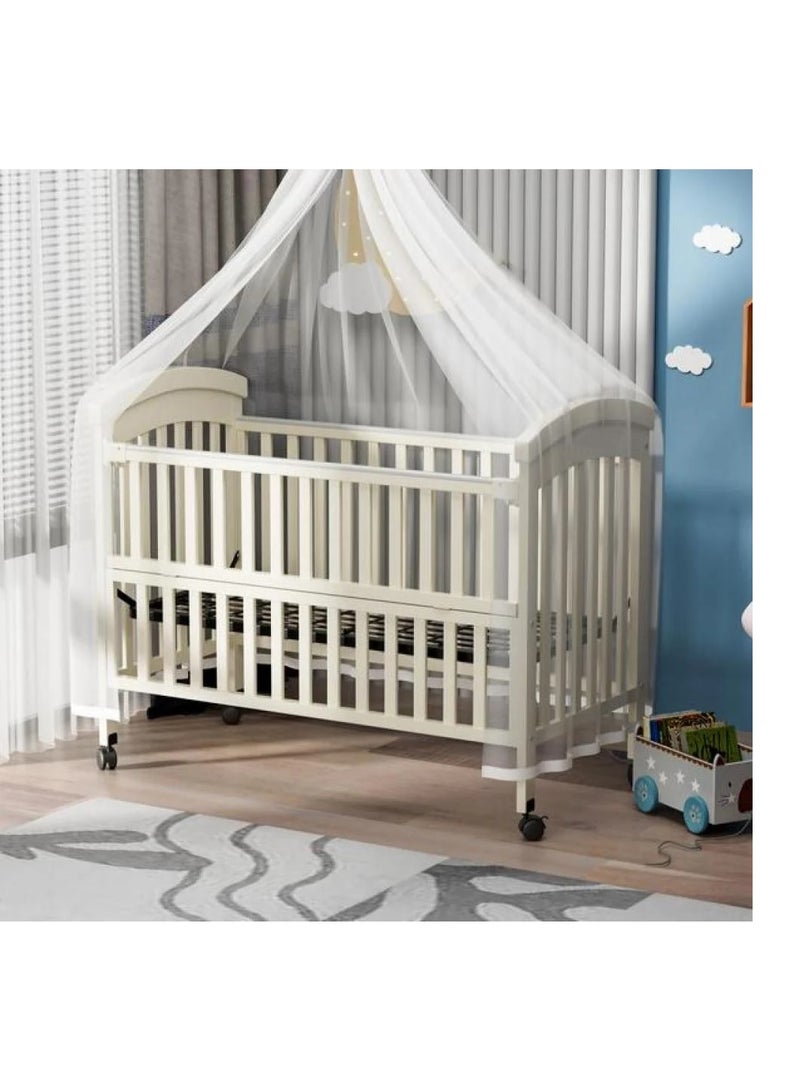 BABYCARA Wooden Babies Bed with Elegant Design With Iron Base 3 Heights and Mosquito Net High Quality Wood For 0-4 Years 120x60cm  - Image 2
