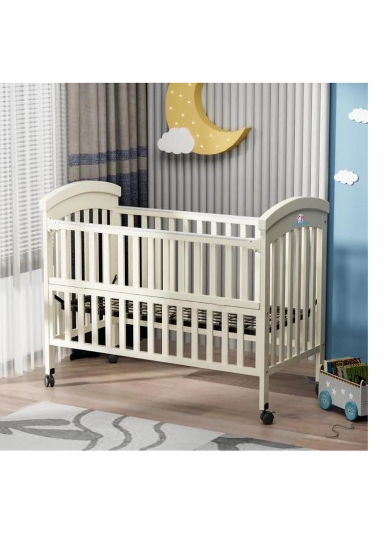 BABYCARA Wooden Babies Bed with Elegant Design With Iron Base 3 Heights and Mosquito Net High Quality Wood For 0-4 Years 120x60cm  - Image 3