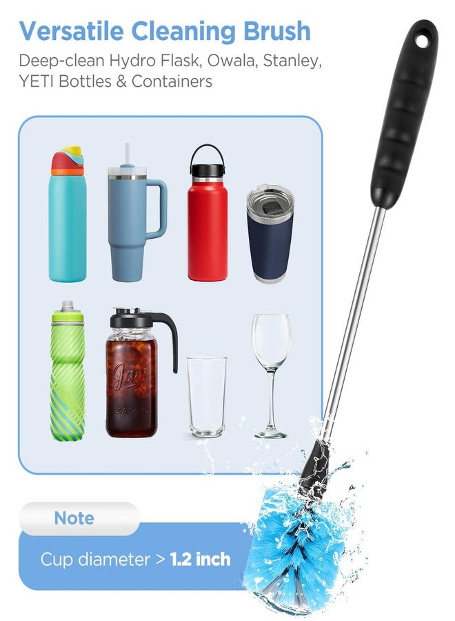EasyAcc [3 Pack] Water Bottle Cleaner Brush for Owala Stanley Hydroflask, Long Stainless Steel Baby Bottle Cleaner Brush, Straw Cleaner, Nipple Brush, for Coffee Mugs, Tumblers, Ice Tea Jars - Image 3