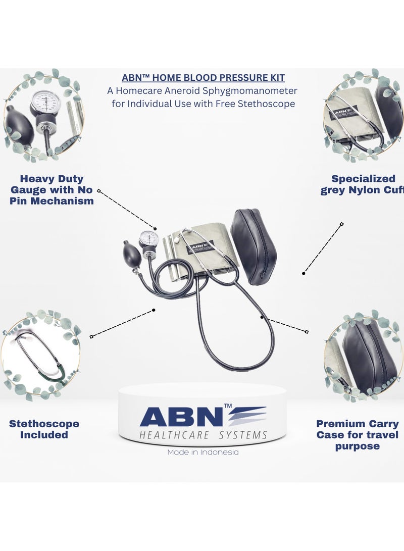 أبن مجموعة ضغط الدم ABN مقياس ضغط الدم اللاسائلي | مقياس ضغط الدم اللاسائلي مع سماعة طبية مجانية للاستخدام المنزلي | صنع في أندونيسيا - Image 2