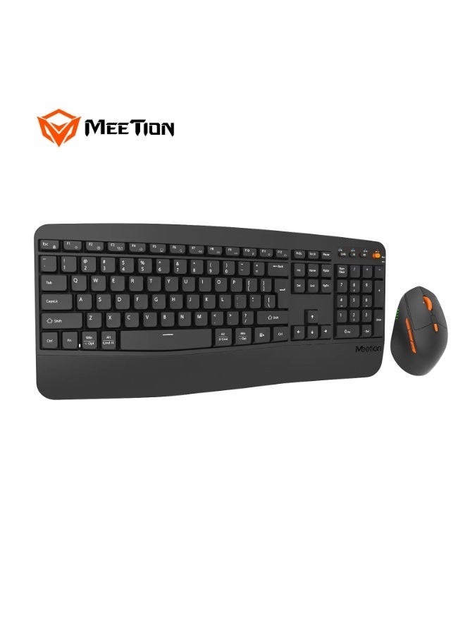Meetion Dual-Mode Ergonomic Wave-Shaped Keyboard & Mouse Combo DirectorA2 Multi-OS Compatibility Wave-Shaped Keyboard Power-efficient wireless technology 2.4GHz USB & Bluetooth Connectivity Mouse resolution 800-1200-1600 dpi - Image 2