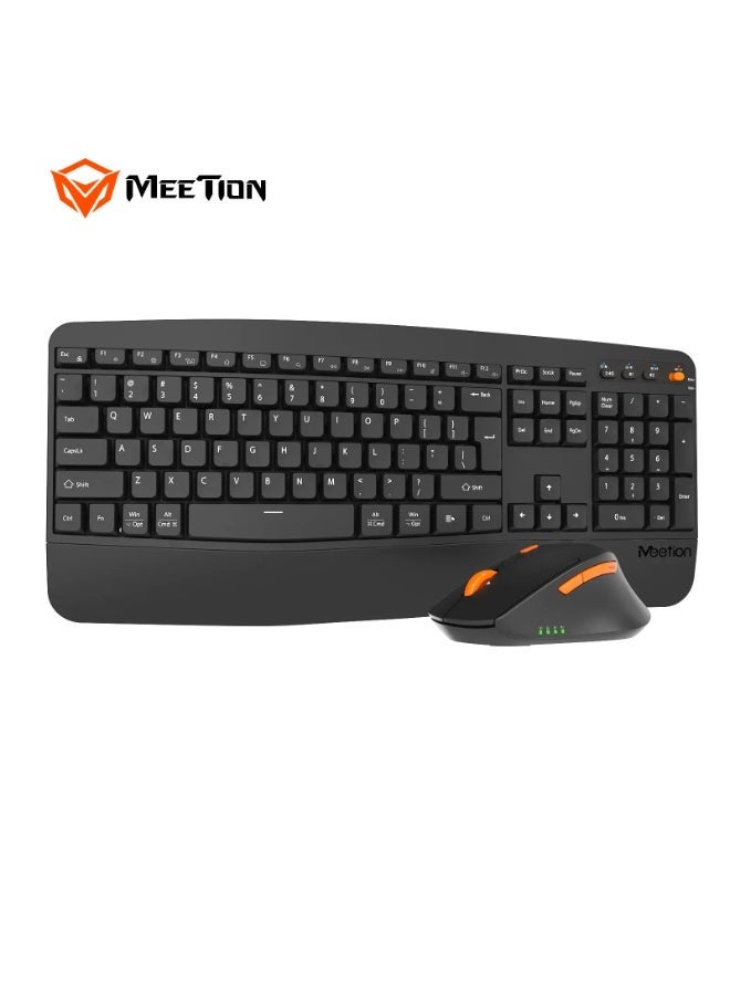 Meetion Dual-Mode Ergonomic Wave-Shaped Keyboard & Mouse Combo DirectorA2 Multi-OS Compatibility Wave-Shaped Keyboard Power-efficient wireless technology 2.4GHz USB & Bluetooth Connectivity Mouse resolution 800-1200-1600 dpi - Image 1