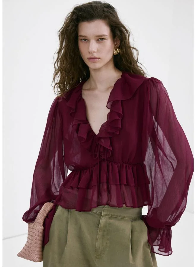 مانجو Fluid ruffled blouse