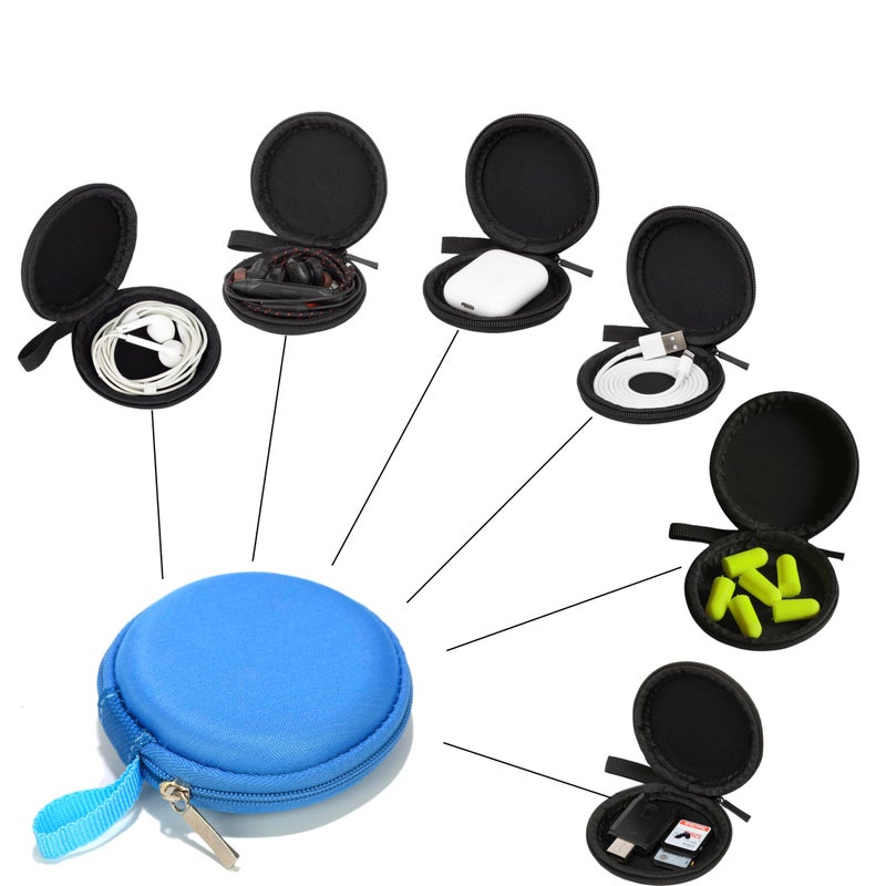 Ginsco Mini-Portable Hard Shell Earbuds Case for Apple EarPods Headphones USB-C Wired Ear Buds/Samsung Galaxy Wired Earbuds, Travel Case for Earphones Earplugs (1, Blue) - Image 5