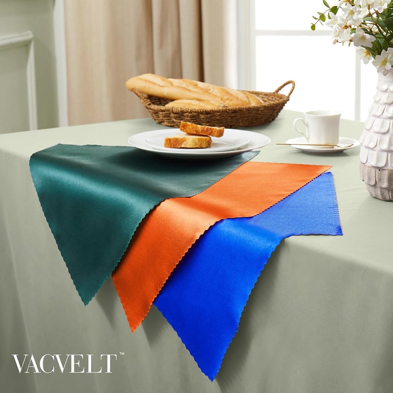 VACVELT 12 Pack Burnt Orange Satin Napkins 17x17 Inch for Wedding Elegant Dinner Square Table Decor Restaurant Banquet Graduation Party Scalloped Silky Cloth - Image 4