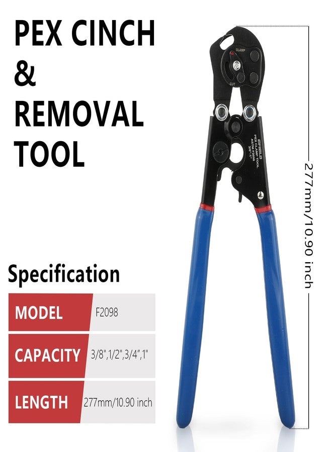 EFIELD 2-in-1 Ratchet Pex Cinch Crimping Tool with Removing Function for Stainless Steel Clamps from 3/8" to 1" with Pipe Cutter 20pcs 1/2", 10 pcs 3/4" Clamps in Canvas Bag,(TOOL052) - Image 2