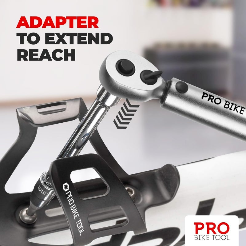 Pro Bike Tool مجموعة مفاتيح عزم الدوران ومفك عزم الدوران - أداة دقيقة لصيانة الدراجات - 1/4 بوصة - من 2.2 إلى 16.9 نيوتن متر - مجموعة كاملة مع مفاتيح ألين، توركس، وامتداد - مع حقيبة واقية - Image 4