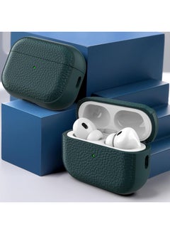 Generic Case Compatible with AirPods Pro 2 Leather Touch Design Protective Case with Hand Strap, Drop-Resistant, Shockproof (Green)  - Image 2