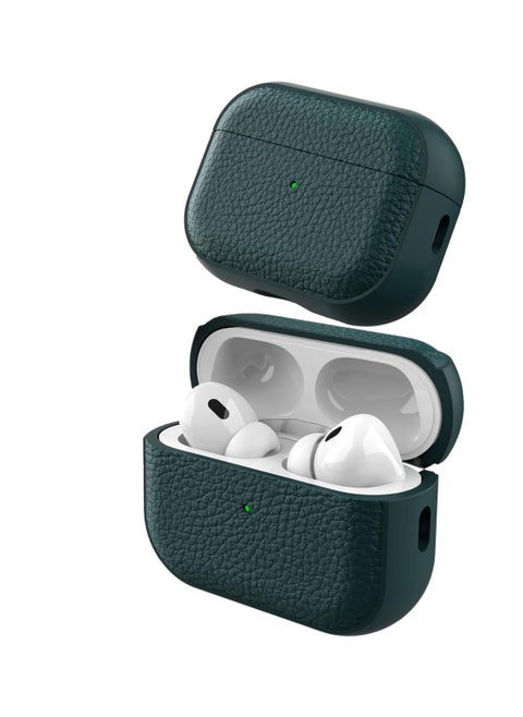 Case Compatible with AirPods Pro 2 Leather Touch Design Protective Case with Hand Strap, Drop-Resistant, Shockproof (Green)