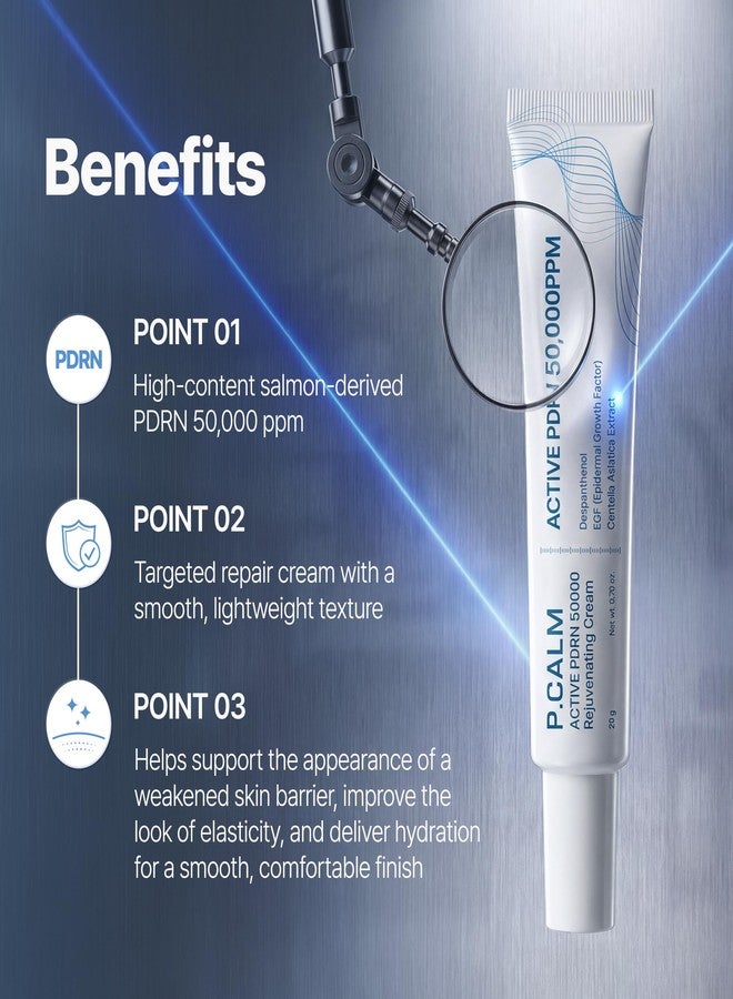 P.CALM Active PDRN 50000 Rejuvenating Cream | Hydrating Moisturizer with Niacinamide & Panthenol for Skin Renewal, Reduced Downtime Look & Plump Glow | Korean Skincare, 20g / 0.7 oz - Image 3