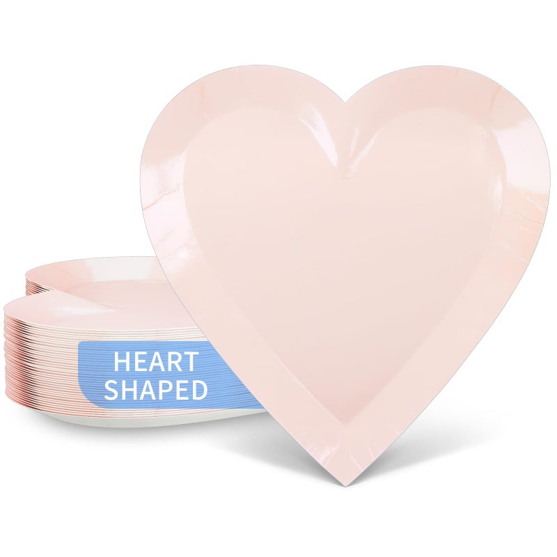 DYLIVeS Pink Heart Shaped Dessert Plates 9 Disposable Paper Plates for Heart Party Decorations and Supplies  Perfect for Graduation Holiday Wedding Birthday Bridal Shower 40 Count