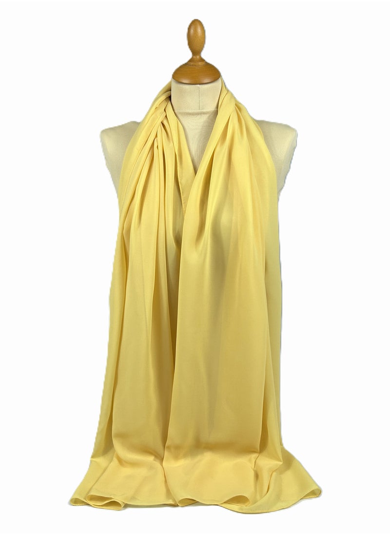 Perfectory PERFECTORY Women Lightweight Solid Chiffon Hijab Shawl Soft Premium Abaya Shawl Wrap Scarves, Long Bridal Hijab Scarf- Mustard Yellow  - Image 3
