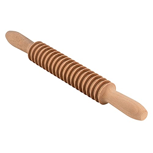 G Beech Wood 7mm Fettuccine Pasta Cutter Noodle Lattice Roller Docker Dough Cutter Wooden Rolling Pin Spaghetti Pasta Maker Beechwood Noodle Cutter Rolling Pin Kitchen Cooking Tools - Image 1