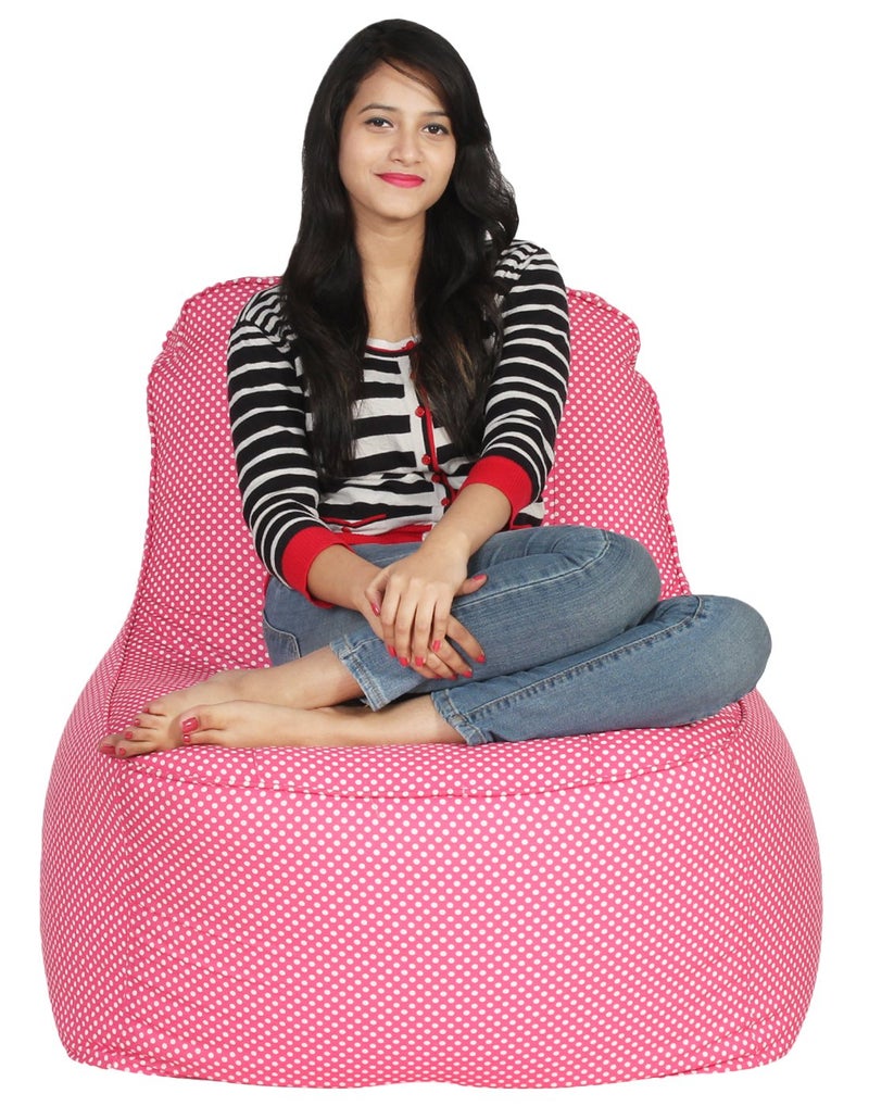 SATTVA Classy.Elegant.Stylish Sattva Lounger Polka Party XXXL Bean Bag Cover Without Beans Pink Polka  - Image 3