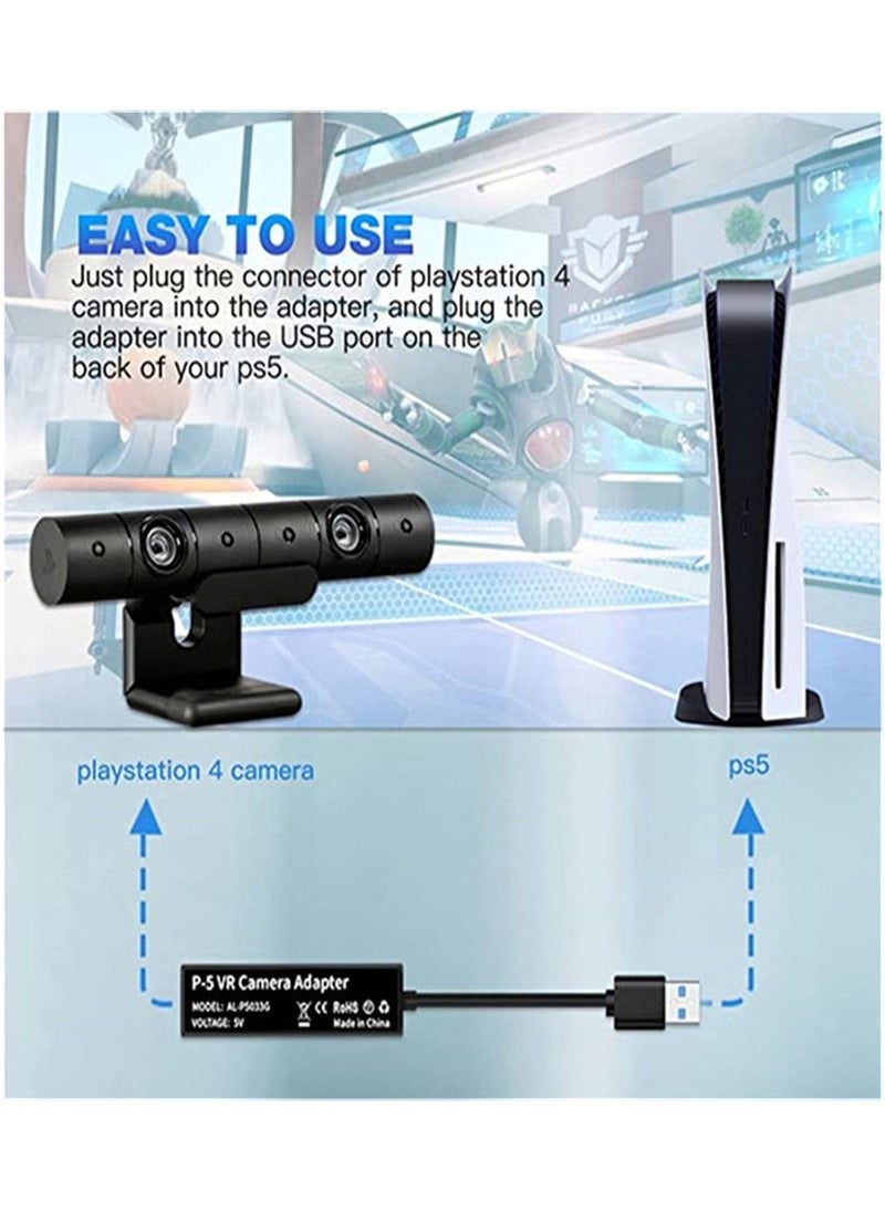 PS4 Camera Adapter for PSVR/PS5, PS VR Converter Cable Comaptible with Playstation 5 Console, USB3.0 VR Games Accessories (Small)