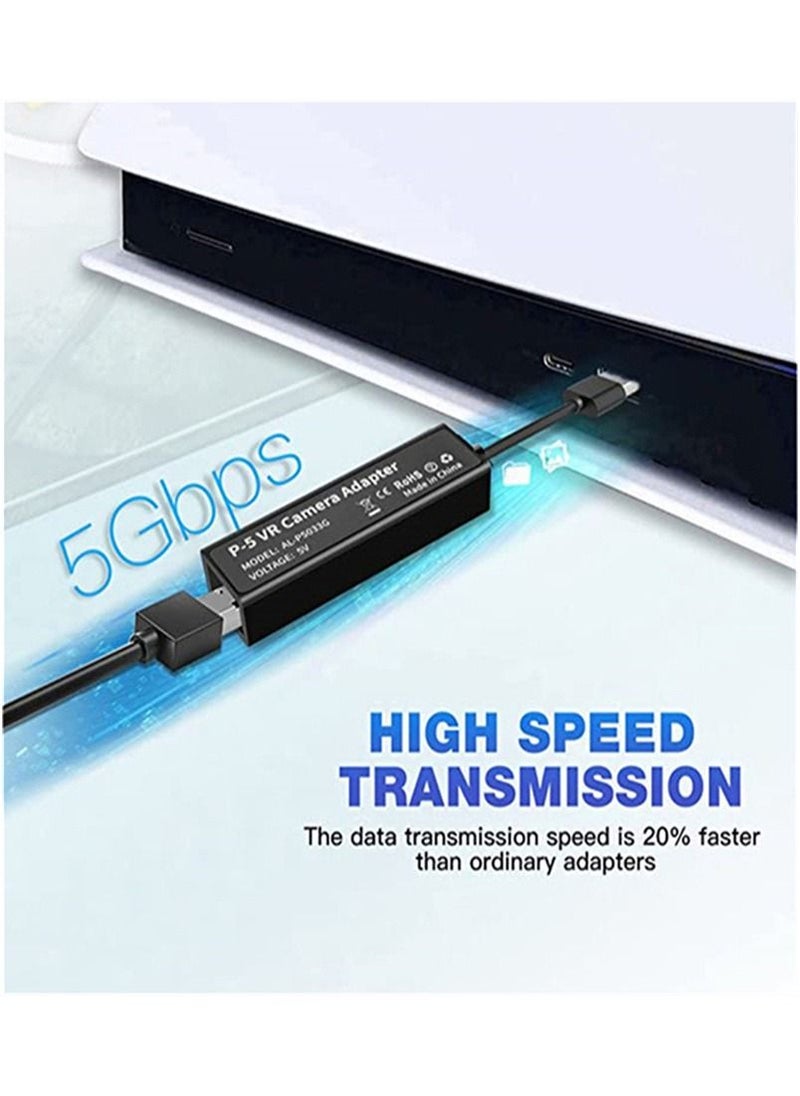 PS4 Camera Adapter for PSVR/PS5, PS VR Converter Cable Comaptible with Playstation 5 Console, USB3.0 VR Games Accessories (Small)