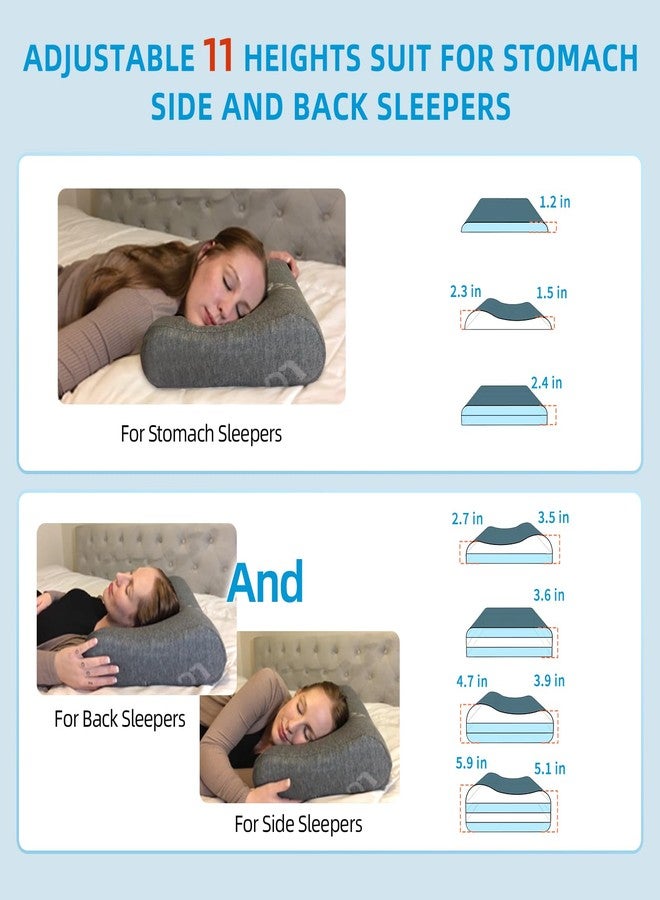 LOFE Contour Pillow - Adjustable Softness Cervical Neck Pillow for Ideal Support, 11 Heights Contour Memory Foam Pillow for Stomach/Side/Back Sleepers, Ergonomic Side Sleeper Pillow for Less Neck Pain - Image 3