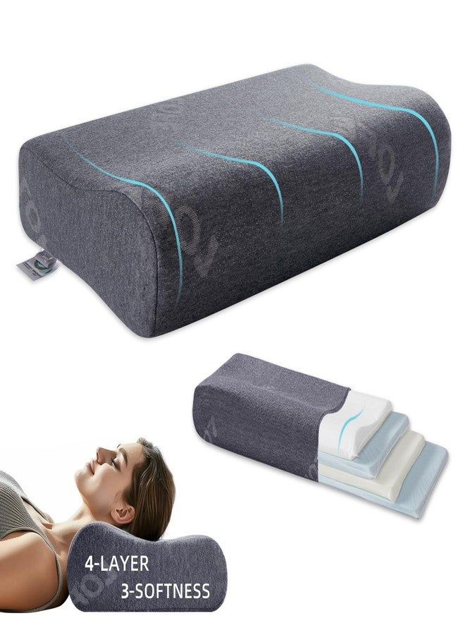 LOFE Contour Pillow - Adjustable Softness Cervical Neck Pillow for Ideal Support, 11 Heights Contour Memory Foam Pillow for Stomach/Side/Back Sleepers, Ergonomic Side Sleeper Pillow for Less Neck Pain - Image 1