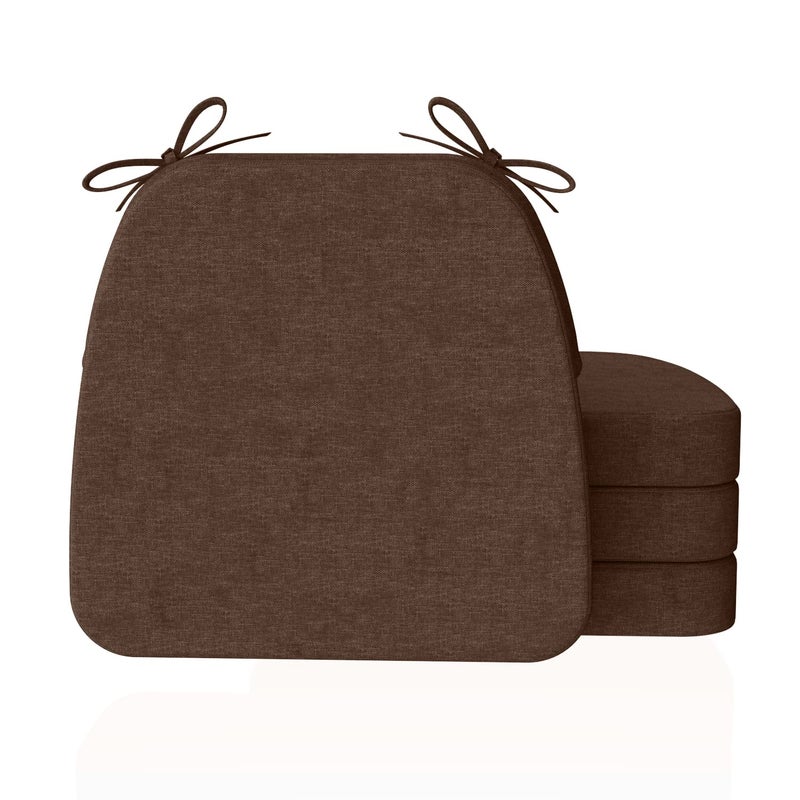 AAAAAcessories DShaped Chair Cushions 2 Thick Dining Chair Pads with Ties and Removable MachineWashable Cover 17 x 16 Set of 4 Blue