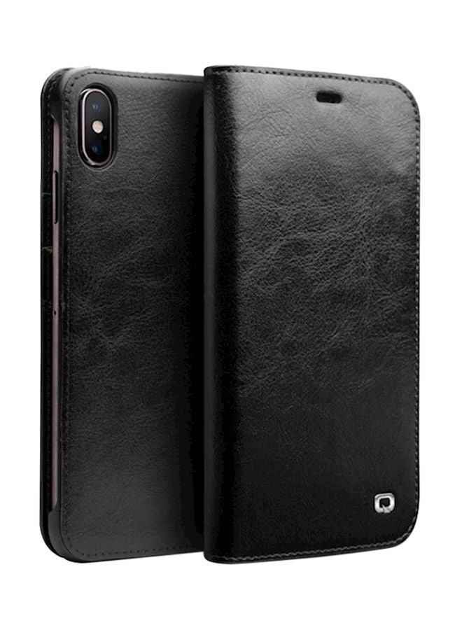 إسكدنيا غطاء حماية واق بنمط محفظة وجيب للبطاقات لهواتف أبل أيفون Xs ماكس أسود
