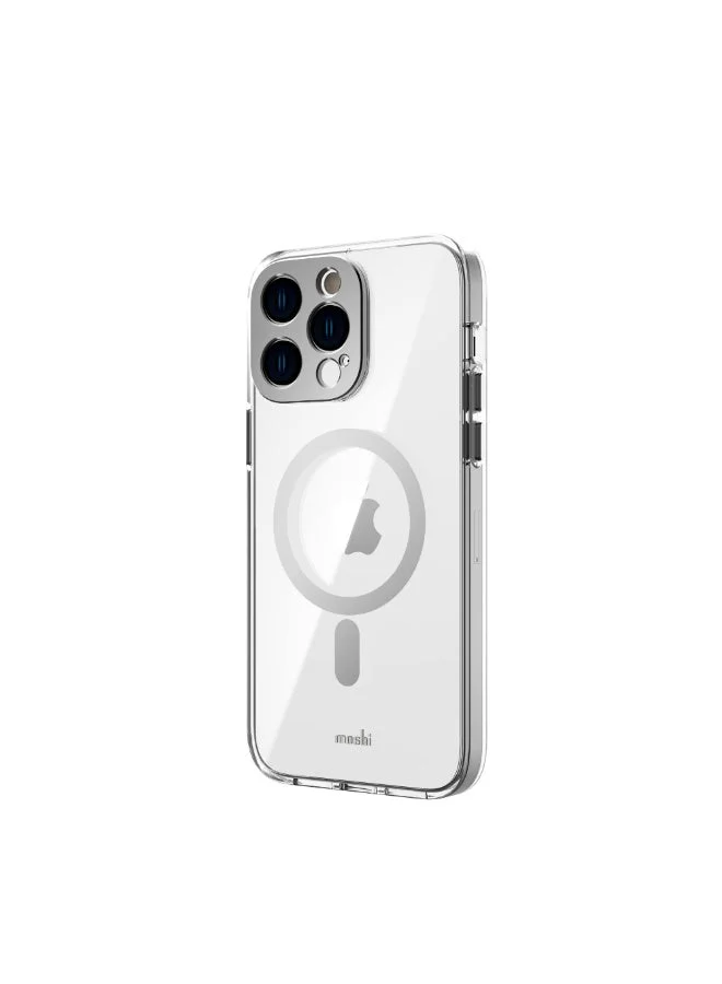 موشي iGLAZE iPhone 14 Pro Max 6.7" 2022 Case w/ MagSafe & Cam Cover - Slim HardShell Case, Drop Protection, Scratch Resistant, MagSafe Compatible, w/ Aluminum Lens & Buttons Shield - Black