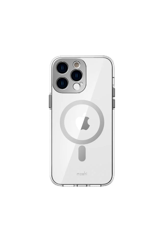 موشي iGLAZE iPhone 14 Pro Max 6.7" 2022 Case w/ MagSafe & Cam Cover - Slim HardShell Case, Drop Protection, Scratch Resistant, MagSafe Compatible, w/ Aluminum Lens & Buttons Shield - Black