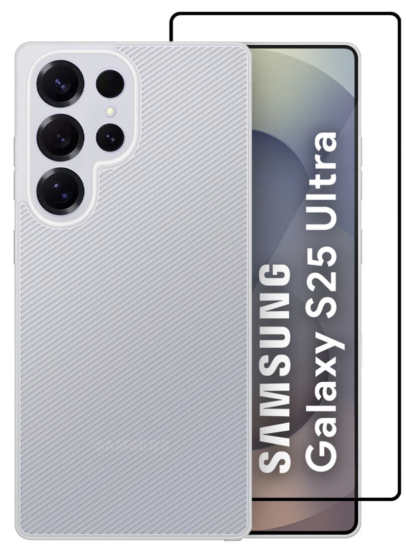 2 Pack  of Air Skin Line for Galaxy S25 Ultra Case Design Back Cover Sturdy Durable Ultra-Thin Case Drop Protection Cover Clear - White - Image 2