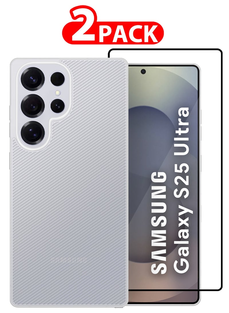 2 Pack  of Air Skin Line for Galaxy S25 Ultra Case Design Back Cover Sturdy Durable Ultra-Thin Case Drop Protection Cover Clear - White - Image 1