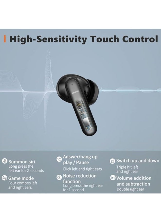 General - Wireless earbuds, Active Noise Cancelling Bluetooth earbuds, headphones with 35 hours play time, in-ear detection, touch controls, ENC technology for clear calls, Bluetooth 5.1, USB-C fast charging, IPX7 water resistant - Image 1