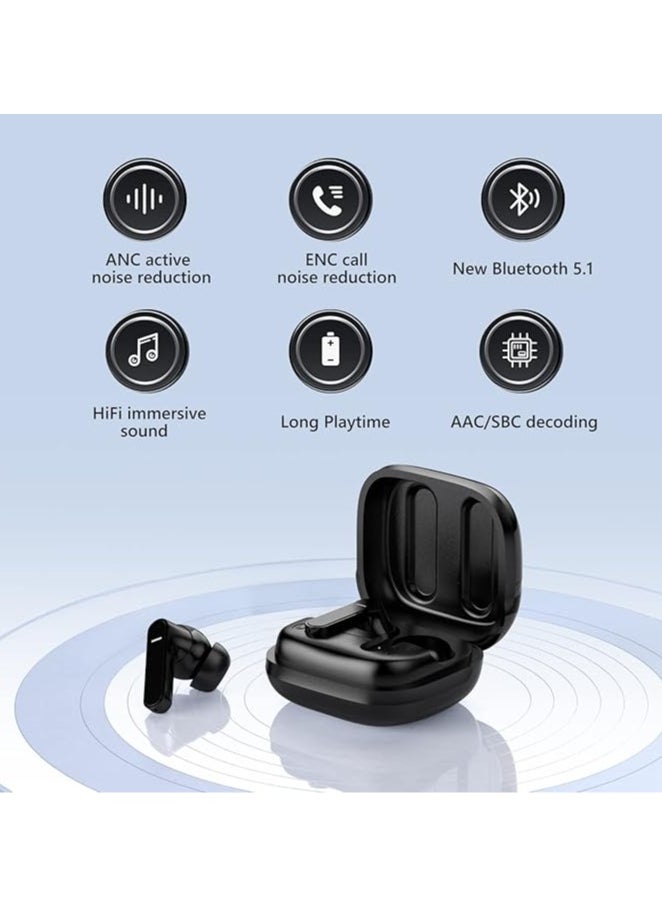 General - Wireless earbuds, Active Noise Cancelling Bluetooth earbuds, headphones with 35 hours play time, in-ear detection, touch controls, ENC technology for clear calls, Bluetooth 5.1, USB-C fast charging, IPX7 water resistant - Image 1