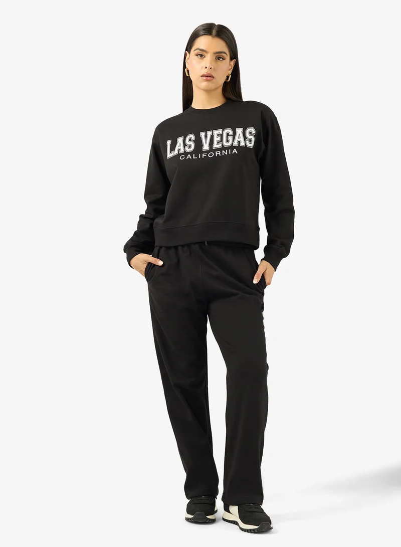 Ginger Oversize Varsity Fleece Sweatshirt & Jogger Set