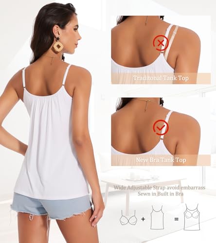 ANYFITTING Camisoles for Women with Built in Bra Adjustable Strap Tank Tops Cami Sleeveless Summer Tops for Workout Sleeping Traveling - Image 5
