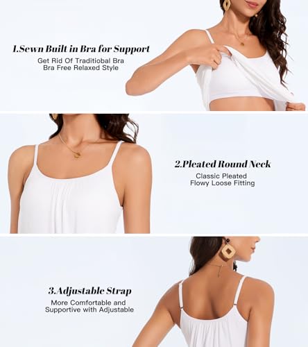 ANYFITTING Camisoles for Women with Built in Bra Adjustable Strap Tank Tops Cami Sleeveless Summer Tops for Workout Sleeping Traveling - Image 4