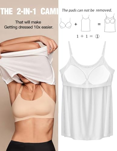 ANYFITTING Camisoles for Women with Built in Bra Adjustable Strap Tank Tops Cami Sleeveless Summer Tops for Workout Sleeping Traveling - Image 2