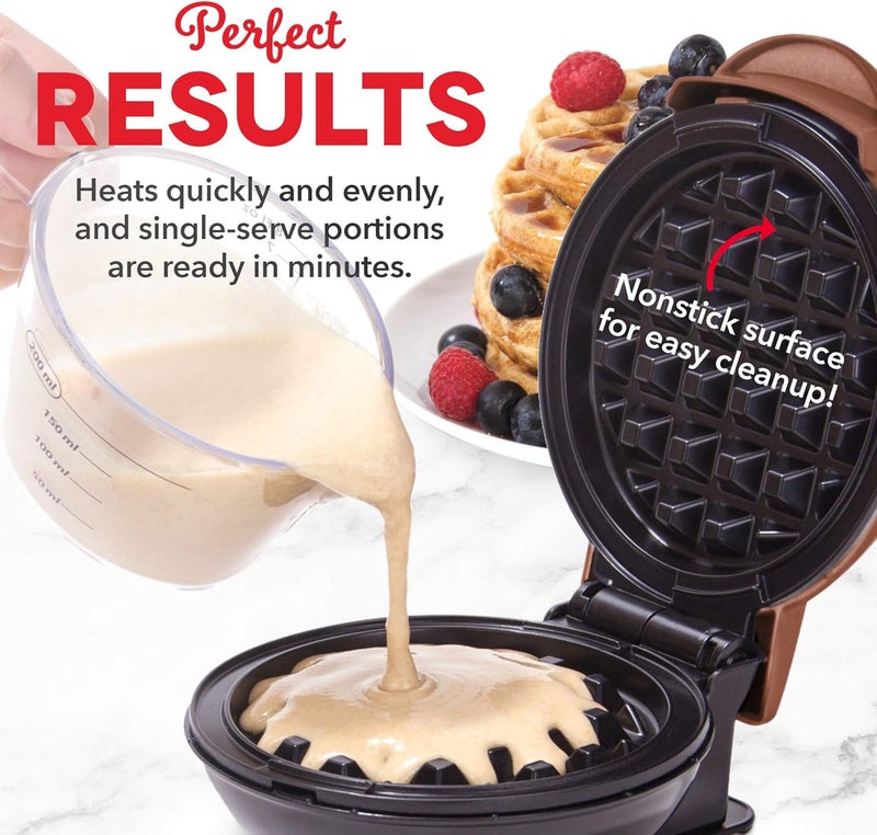 Dash Mini Maker for Individual Waffles, Hash Browns, Keto Chaffles with Easy to Clean, Non-Stick Surfaces, 4 Inch, Orange Leopard - Image 3