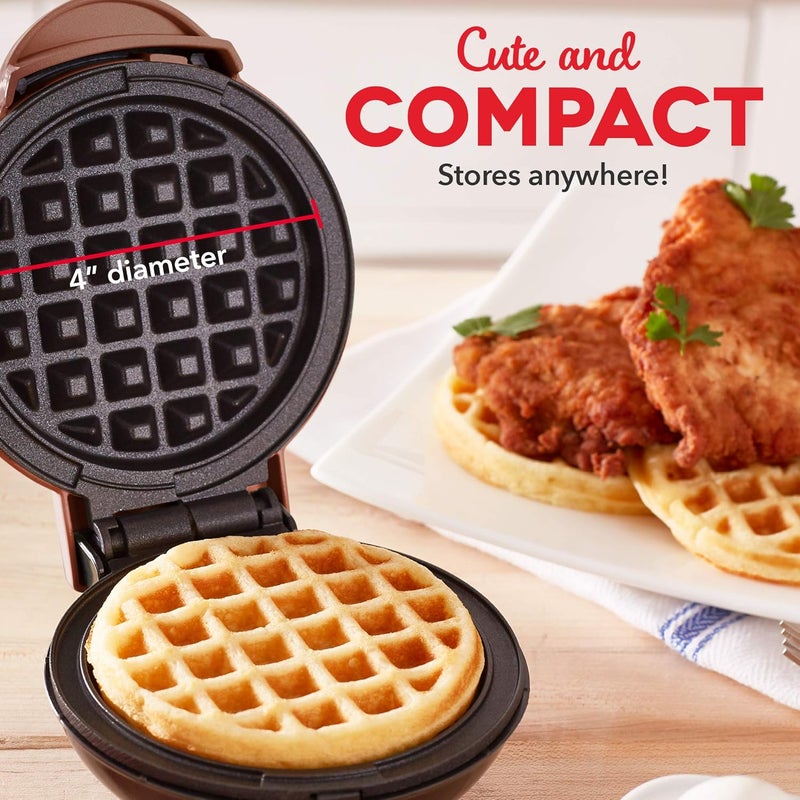 Dash Mini Maker for Individual Waffles, Hash Browns, Keto Chaffles with Easy to Clean, Non-Stick Surfaces, 4 Inch, Orange Leopard - Image 4