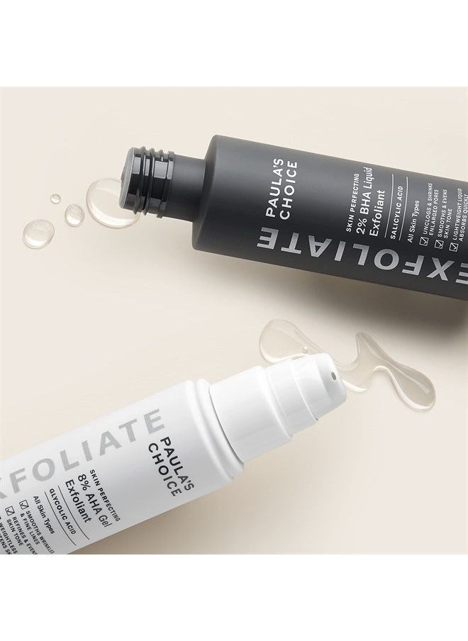 PAULA'S CHOICE - SKIN PERFECTING 8% AHA Gel Exfoliant & 2% BHA Liquid Duo-Facial Exfoliants for Blackheads Enlarged Pores Wrinkles and Fine Lines Face Exfoliators w/Glycolic Acid Salicylic Acid - Image 1