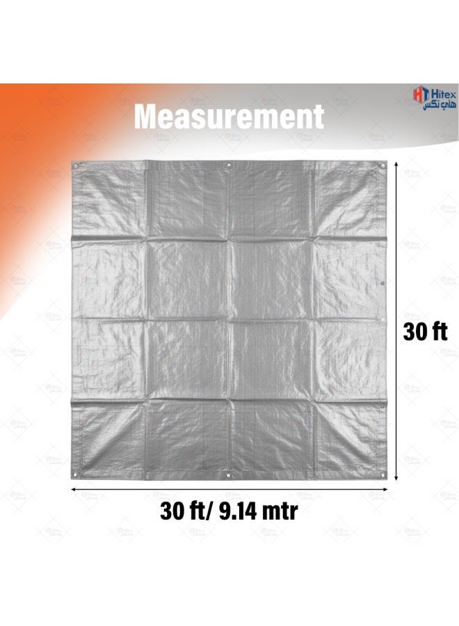 Hitex Tarpaulin Sheet – Light, Medium & Heavy Duty Waterproof Cover | UV Resistant, Tear-Proof, Multi-Purpose Tarpaulin for Construction, Storage & Camping (SILVER-ORANGE (HEAVY DUTY), 30ft X 30ft) - Image 2