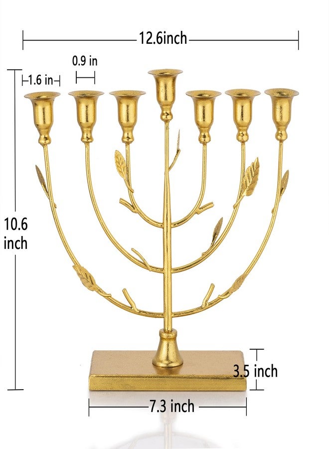 ZOOYOO Hanukkah Menorah Tree of Life with Gold Finish, 7-Branches Candle Holders Menorah, 7 arm Candle Holder, Gold Metal Menorah for Shabbat, Home Decor - Image 2