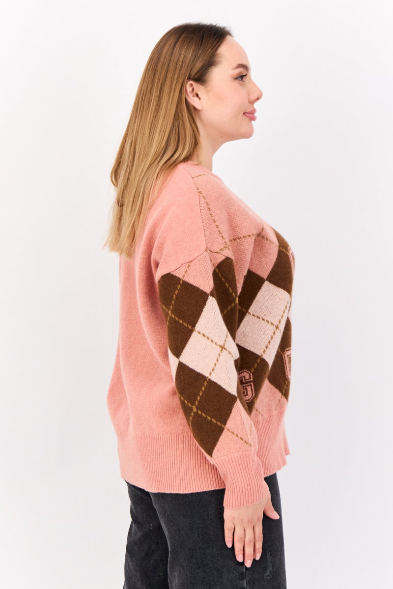 GANT Women Crew Neck Knitted Sweater, Pink - Image 2
