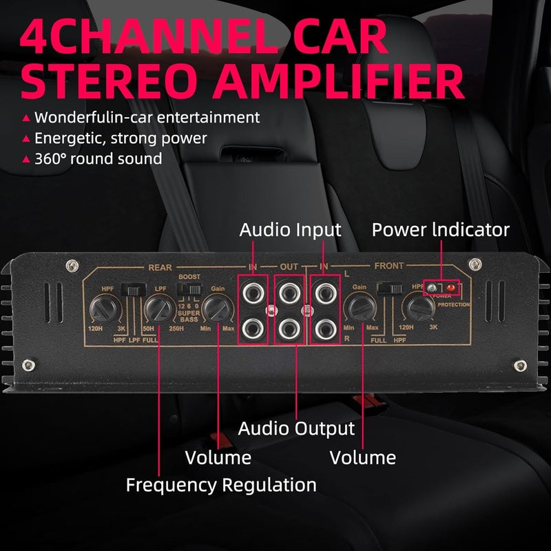 YaeCCC 4-Channels 4500W Car Power Amplifier Class A/B Car Audio Stereo Amplifier - Image 3