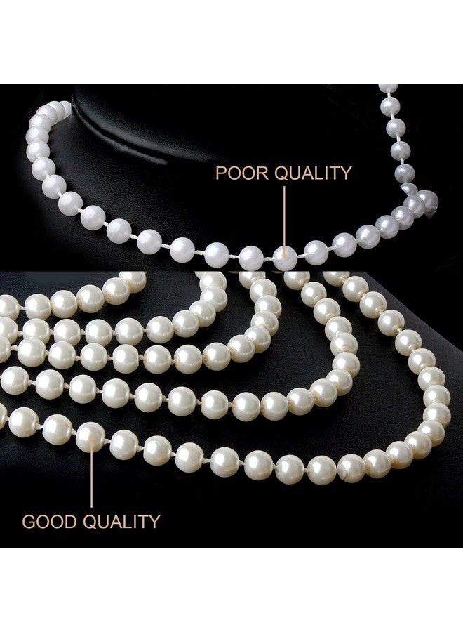 BABEYOND Vintage 1920S Gatsby Imitation Pearl Choker Necklace 20S Art Deco Flapper Accessories For Women White (Two 59" Long Necklace Set) - Image 2